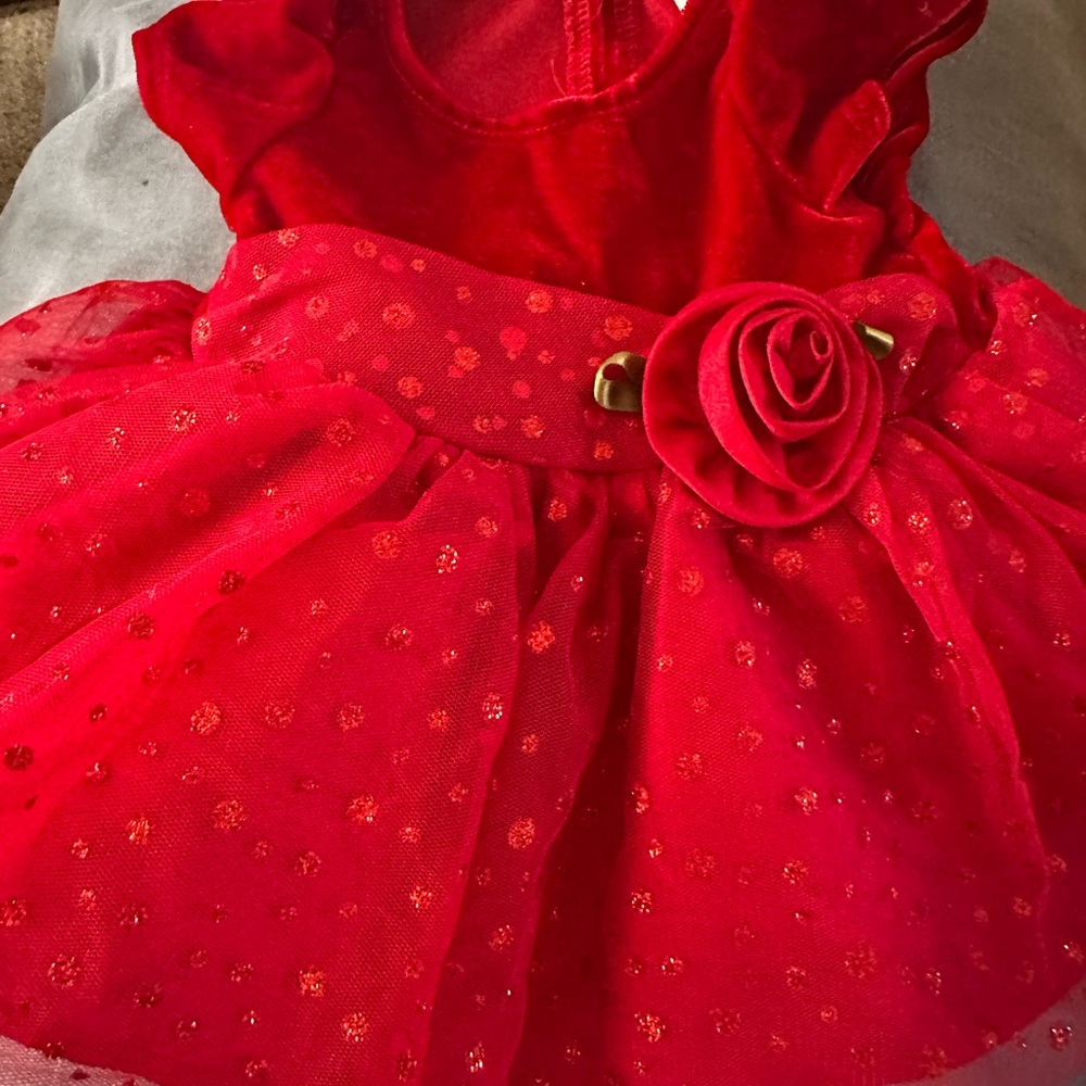 George Newborn Red Velvet Dress